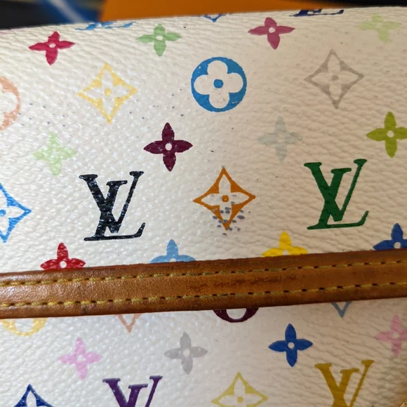 Authentic Louis Vuitton white multicolor Trifold converted to crossbody - Picture 6 of 14